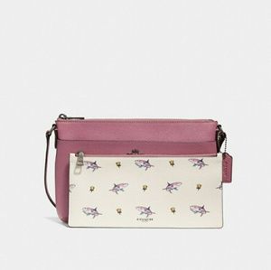 COACH Crossbody w/Shark Print Pull-Out Pouch
